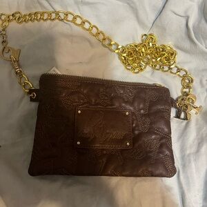 Baby Phat Brown Clutch with gold chain strap